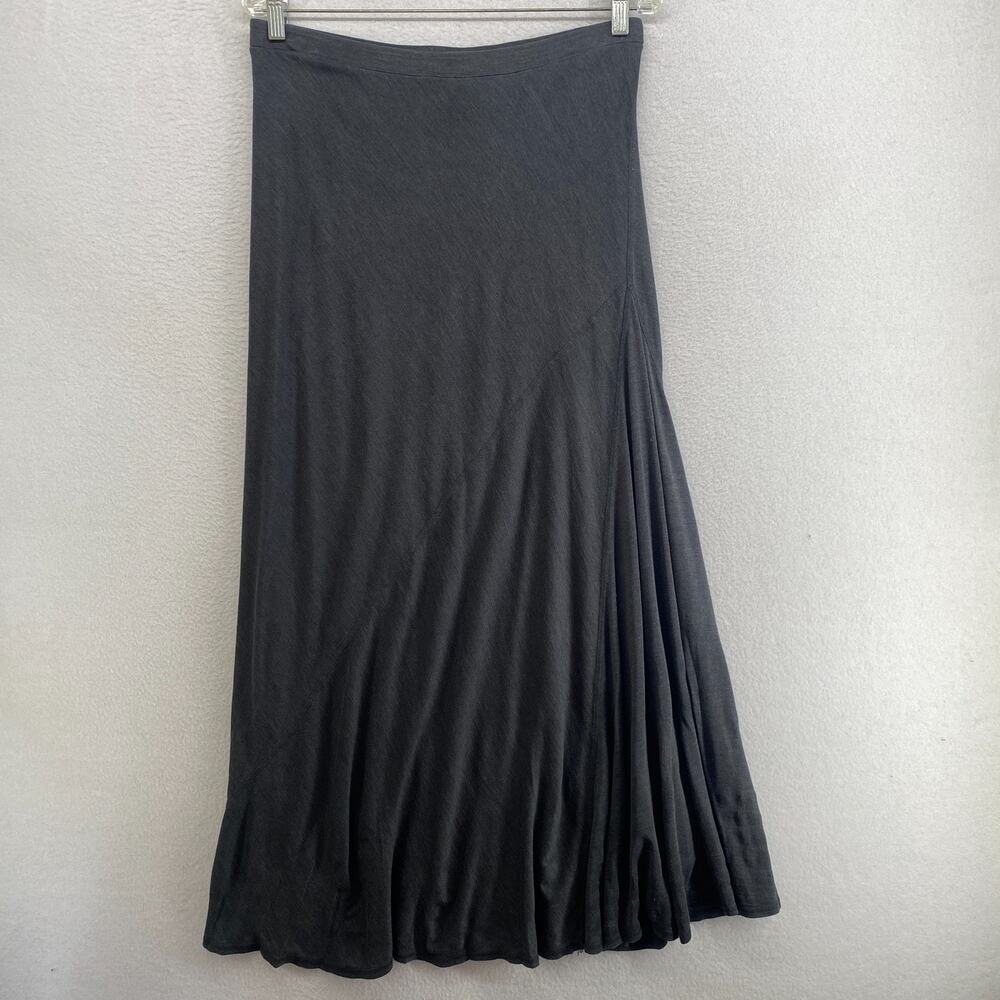 EILEEN FISHER Skirt S Silk Cotton Jersey A-Line Maxi Pull On Flowy Charcoal